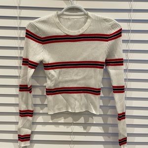 White Striped Tight Long Sleeve Shirt